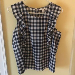 JCrew, Navy and white check, sleeveless.